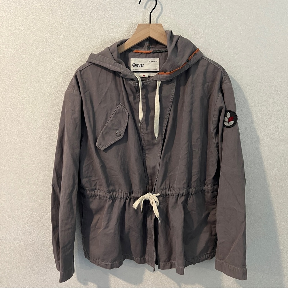 EVER Splendour Drawstring Anorak Jacket Hooded Long Sleeve Casual‎ Relaxed Fit M